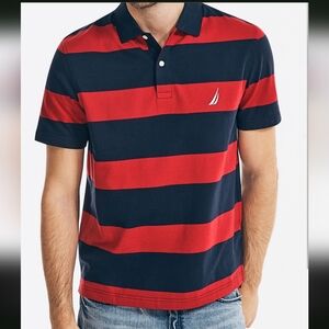 Brand New Nautica Polo Shirt, M, Red and Blue